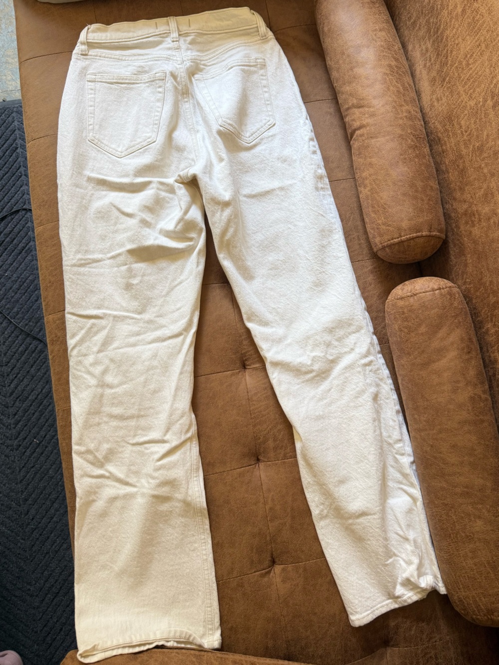 Abercrombie & Fitch Cream Straight-Leg High-Rise Jeans